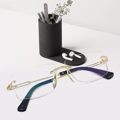 Dervin UV Protected Retro Rectangular Rimless Sunglasses for Men and Women