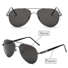 Black Jones Polarized Sunglasses | Full Rim Aviator Shape | 100% UV Protected Goggles | For Men & Women | Silver & Gun-Metal (Black) | Pack of 1