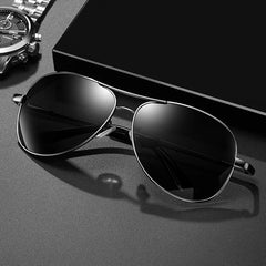 Black Jones Polarized Sunglasses | Full Rim Aviator Shape | 100% UV Protected Goggles | For Men & Women | Silver & Gun-Metal (Black) | Pack of 1