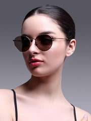 Augussto Aurelius Unisex Metal Eyeglasses - Golden Frame with Brown Lenses, Luxury Round Eyewear with Matte Finish | 100% UV Protected | Men & Women | Non-Polarised | Feather-Light Lenses
