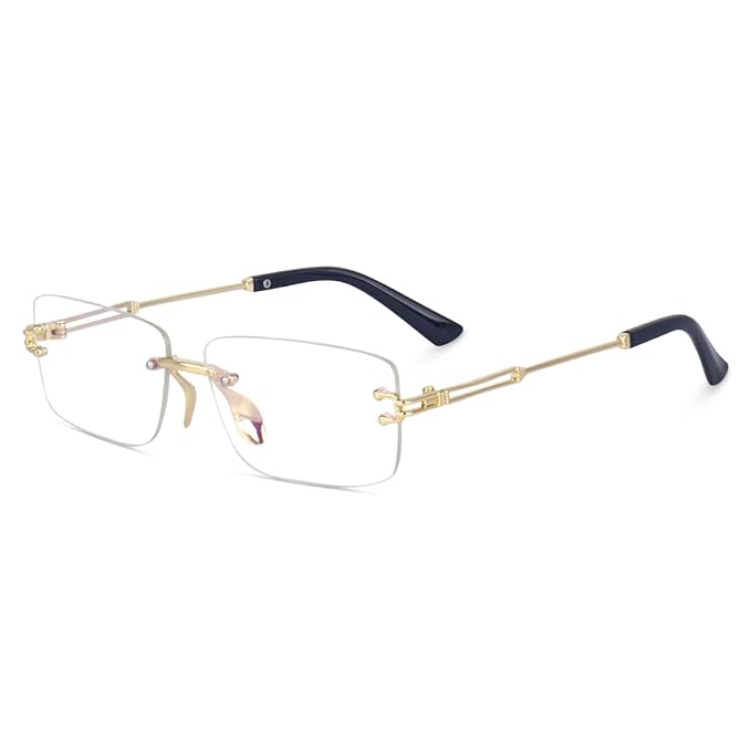 Dervin UV Protected Retro Rectangular Rimless Sunglasses for Men and Women