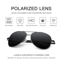 Black Jones Polarized Sunglasses | Full Rim Aviator Shape | 100% UV Protected Goggles | For Men & Women | Silver & Gun-Metal (Black) | Pack of 1