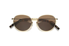 Augussto Aurelius Unisex Metal Eyeglasses - Golden Frame with Brown Lenses, Luxury Round Eyewear with Matte Finish | 100% UV Protected | Men & Women | Non-Polarised | Feather-Light Lenses