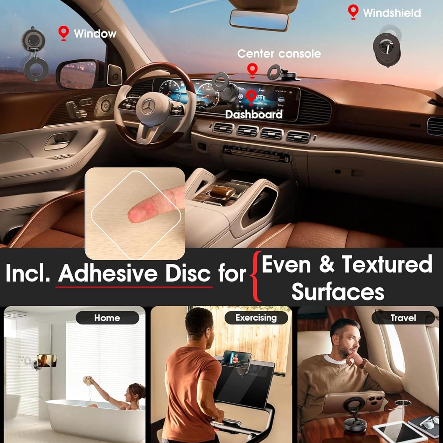 DUKAAN 360° Vaccum Magnetic Phones Holder, Magnetic Car Phone Mount, Hands-Free Suction Cup Phones Holder for Car/Gym/Mirror/Shower, Car Mount Compatible with All Mobile (Extended)